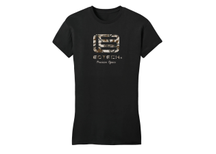 Women's Camo "E" Precision Optics Black T-Shirt
