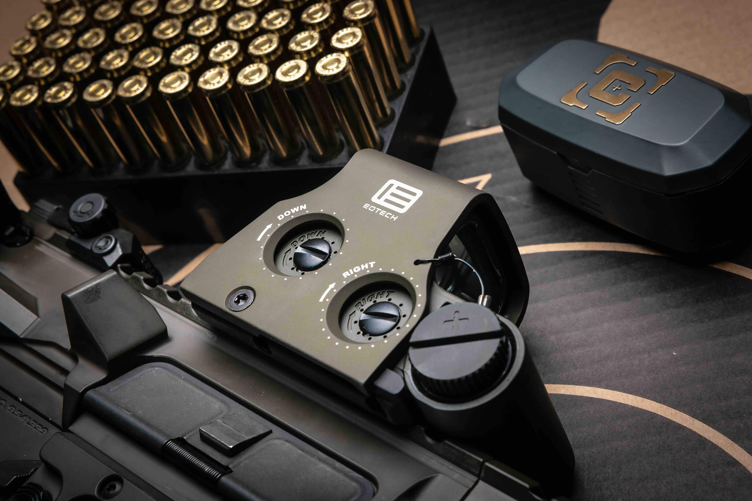 Image of an EOTECH sight and ammunition 